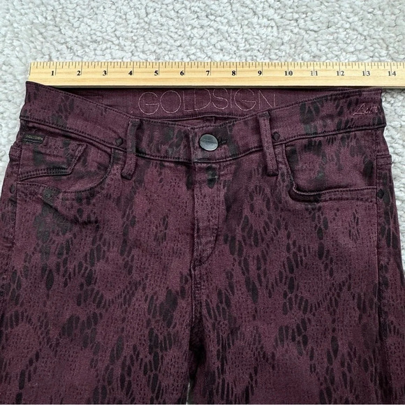 Goldsign Skinny Pants Jeans in Burgundy Animal Print. Size 27. Made in USA - Picture 10 of 15